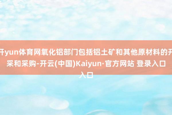 开yun体育网氧化铝部门包括铝土矿和其他原材料的开采和采购-开云(中国)Kaiyun·官方网站 登录入口