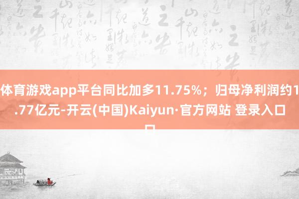 体育游戏app平台同比加多11.75%；归母净利润约1.77亿元-开云(中国)Kaiyun·官方网站 登录入口