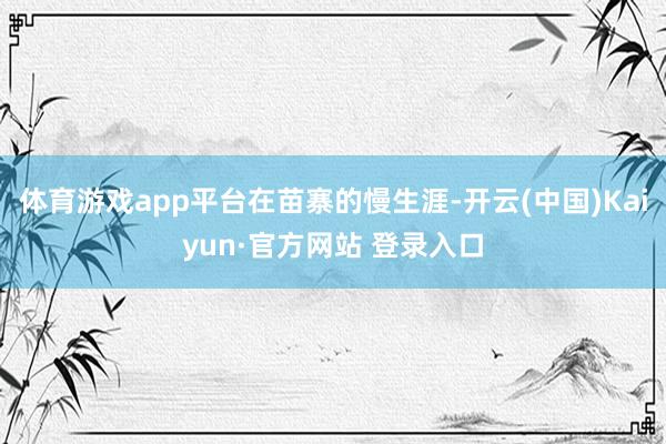 体育游戏app平台在苗寨的慢生涯-开云(中国)Kaiyun·官方网站 登录入口