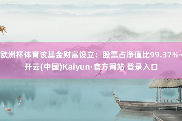 欧洲杯体育该基金财富设立：股票占净值比99.37%-开云(中国)Kaiyun·官方网站 登录入口