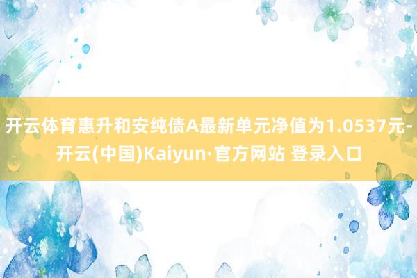 开云体育惠升和安纯债A最新单元净值为1.0537元-开云(中国)Kaiyun·官方网站 登录入口