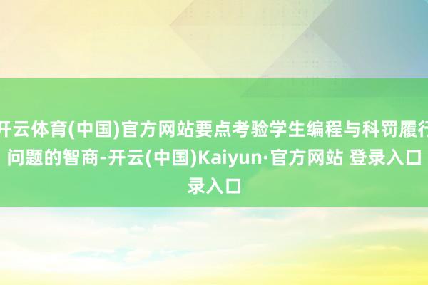开云体育(中国)官方网站要点考验学生编程与科罚履行问题的智商-开云(中国)Kaiyun·官方网站 登录入口