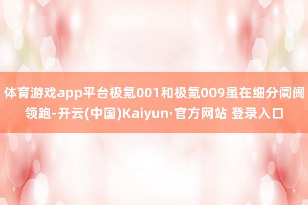 体育游戏app平台极氪001和极氪009虽在细分阛阓领跑-开云(中国)Kaiyun·官方网站 登录入口