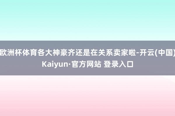欧洲杯体育各大神豪齐还是在关系卖家啦-开云(中国)Kaiyun·官方网站 登录入口